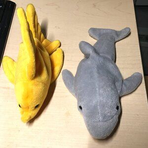 Two stuffed plush beanie fish